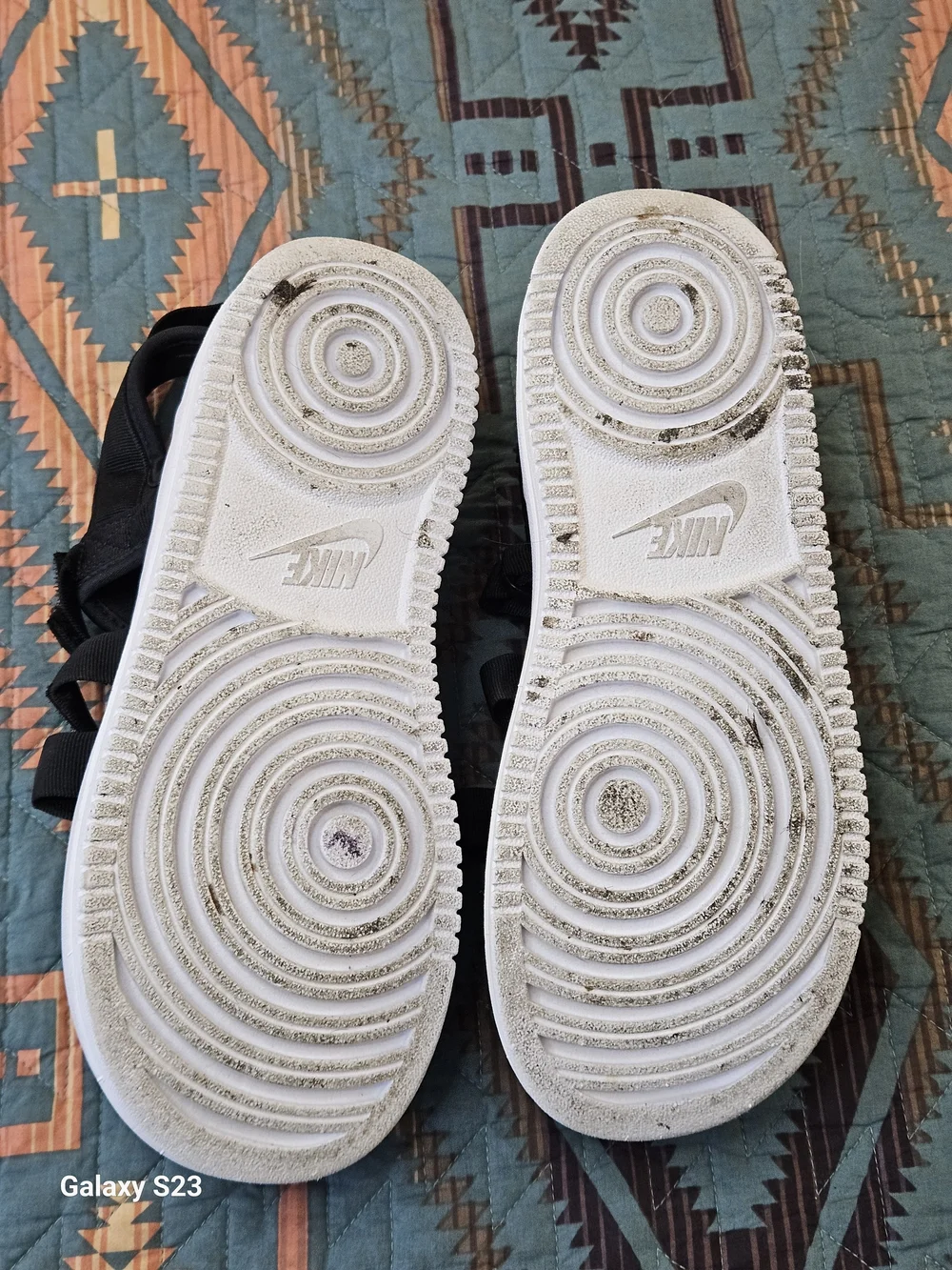 Nike Black and White Platform Strappy Sandals with Hook-and-Loop Straps